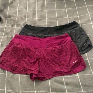 2 Nike DriFit Running Shorts! Leopard Print! Sz L